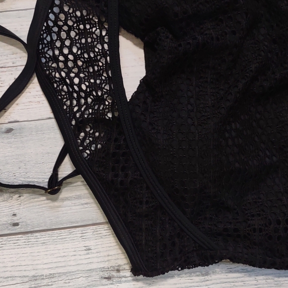 Island Escape Lost At Sea Crochet High-Neck Tankini Black 18W New - Picture 6 of 10